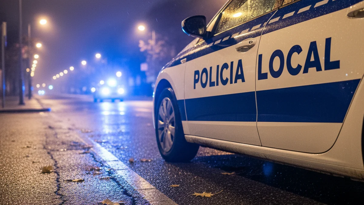 Imatge genèrica d'un control policial nocturn amb llums d'emergència blaves.