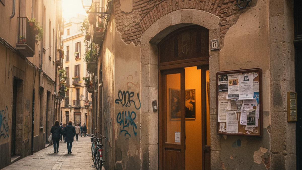 Imatge genèrica d'un carrer estret al barri del Raval de Barcelona.