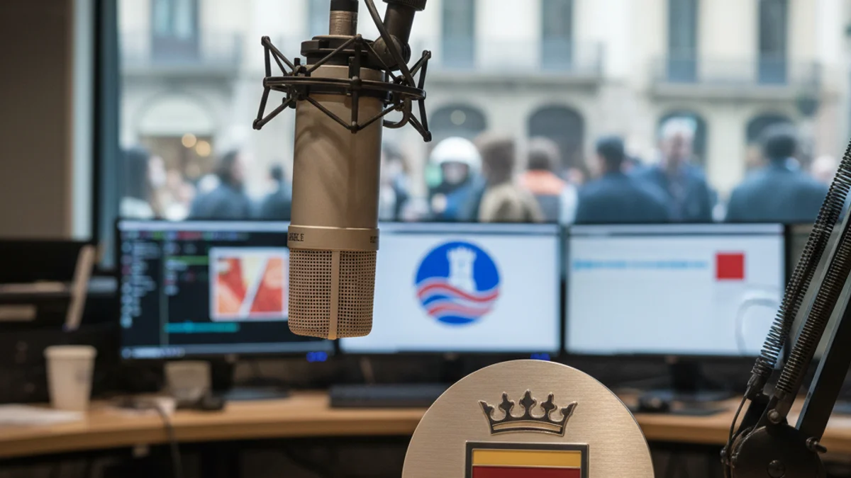 Generic image of a radio microphone in a municipal studio.