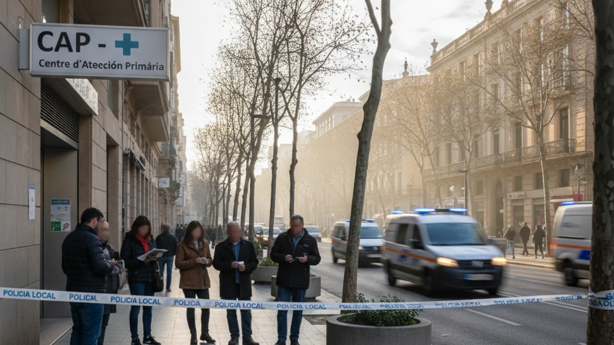 Imatge genèrica de l'exterior d'un centre d'atenció primària amb presència de serveis d'emergència.