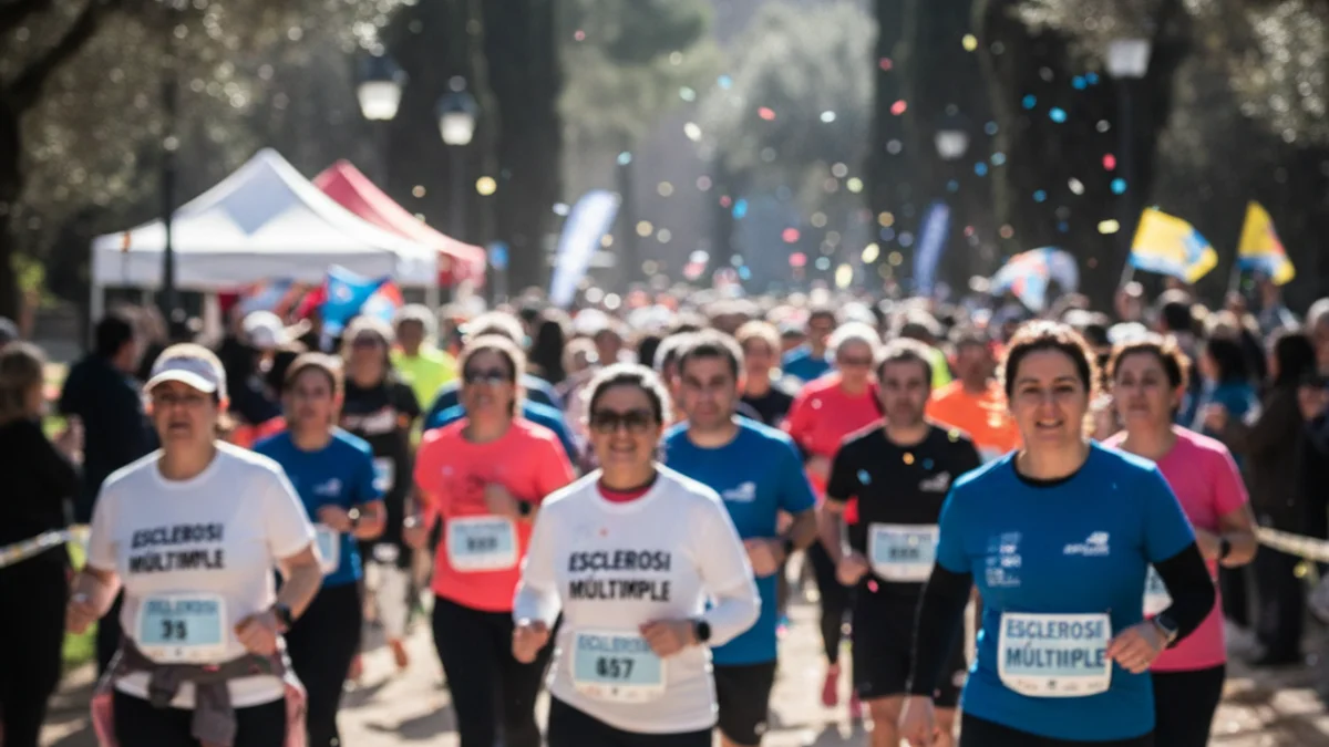 Generic image of hundreds of people participating in a charity race in a park.