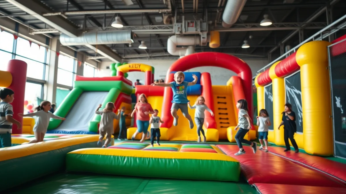 Generic image of an indoor children's play park with inflatables and kids playing