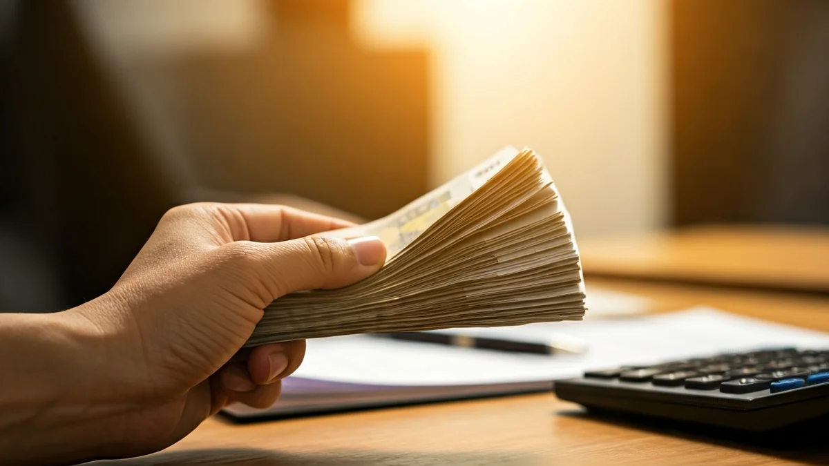 Imagen genérica de una mano sosteniendo dinero con documentos legales al fondo, simbolizando la deuda y el alivio financiero.