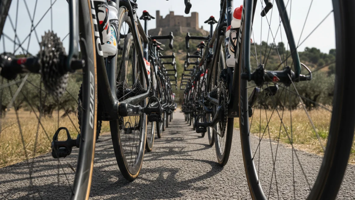 Imatge genèrica d'una competició de ciclisme de carretera a punt de començar.
