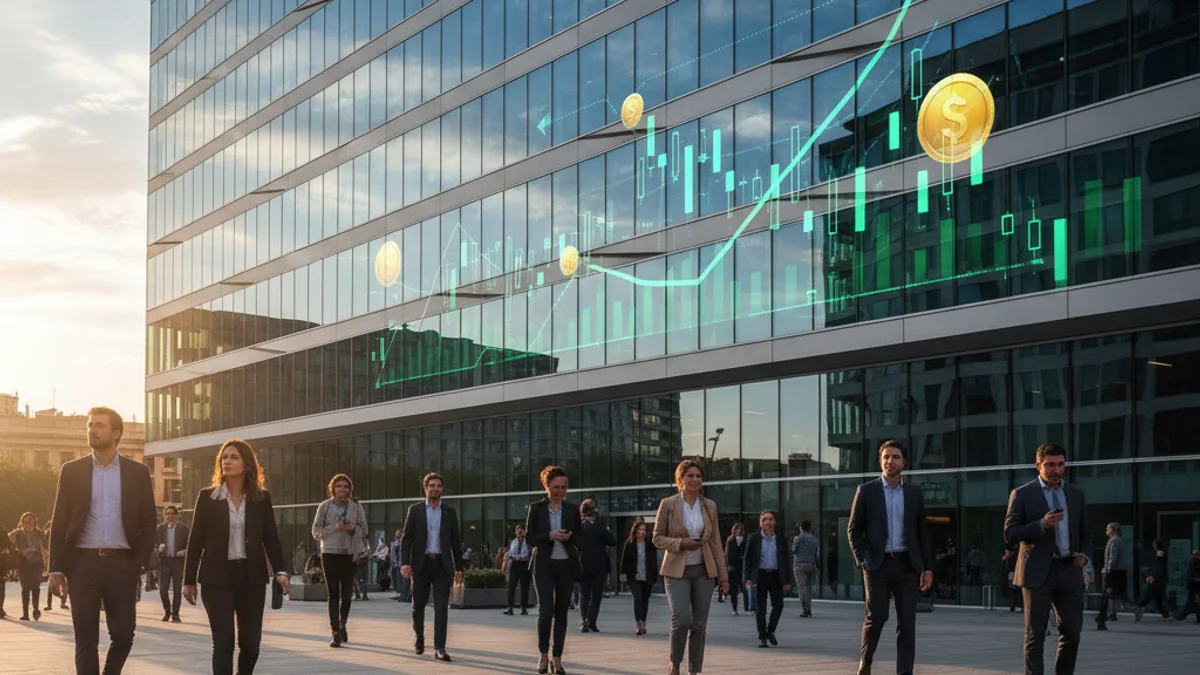 Imatge genèrica de la façana de vidre d'una seu corporativa moderna que simbolitza el creixement econòmic.