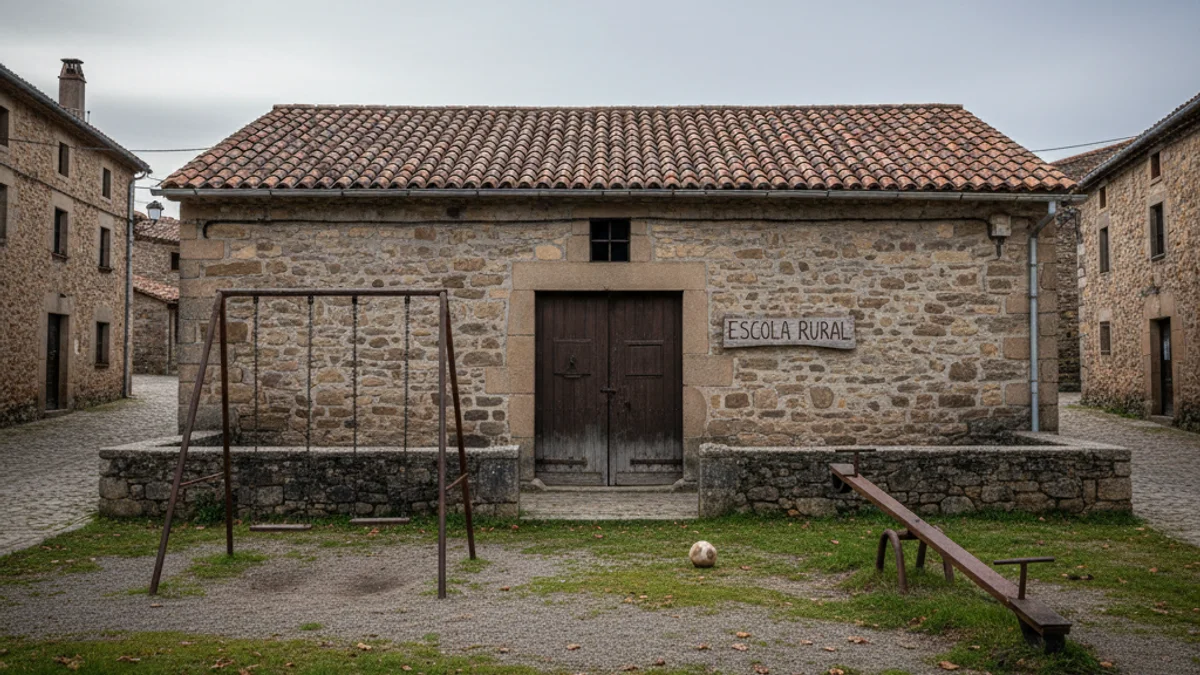 Imatge genèrica d'una escola rural tancada en un poble petit.
