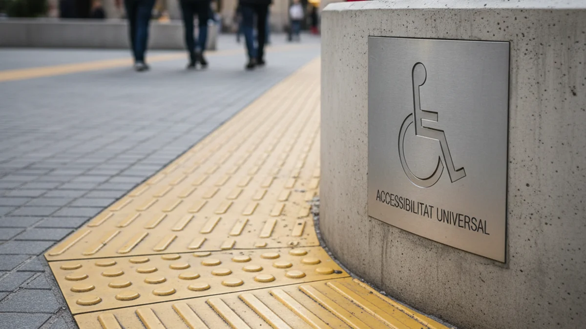 Imatge genèrica d'un paviment tàctil urbà que simbolitza l'accessibilitat universal.