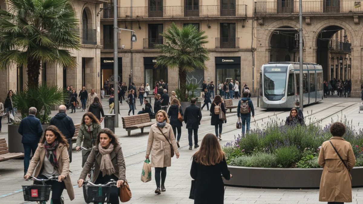 Generic image of an urban public square with historical buildings and pedestrian areas.