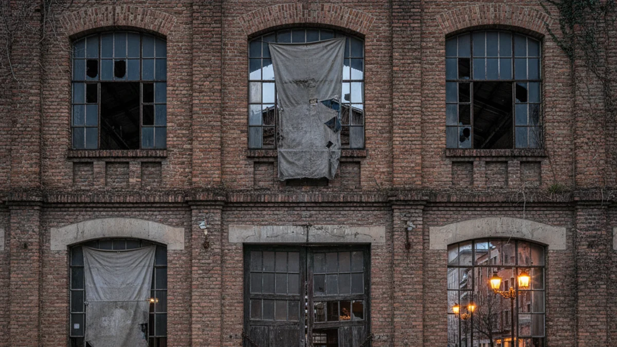 Generic image of the facade of an old abandoned urban factory.