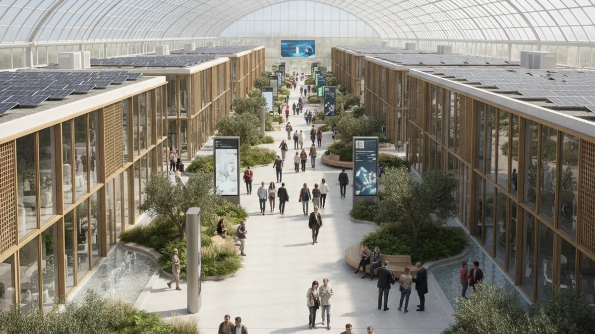 Imatge genèrica d'una maqueta virtual d'un complex hospitalari modern envoltat de zones verdes.