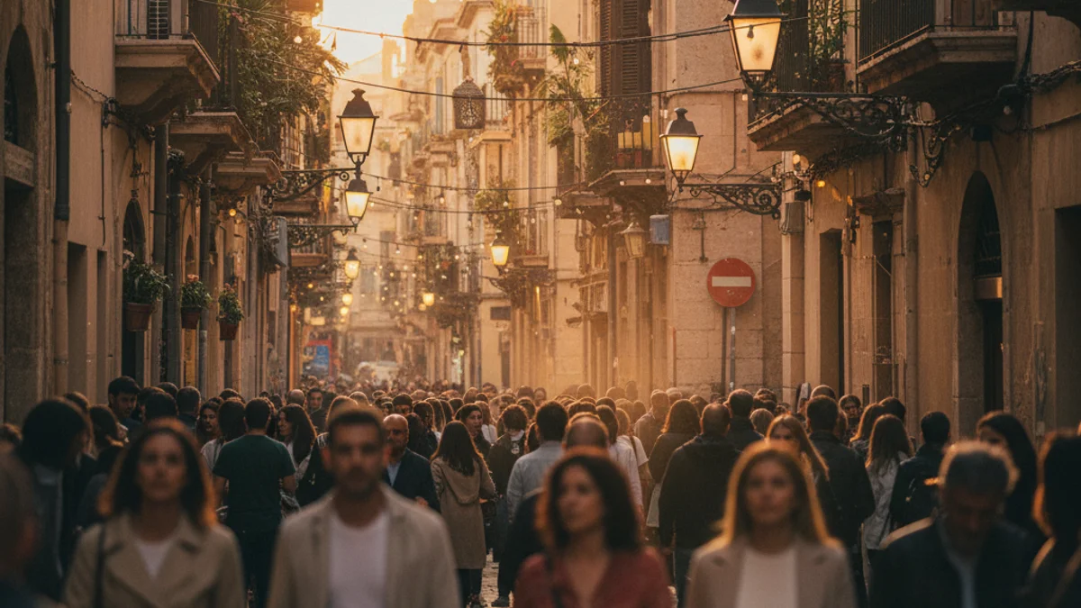 Imatge genèrica d'un carrer transitat al districte de Gràcia.