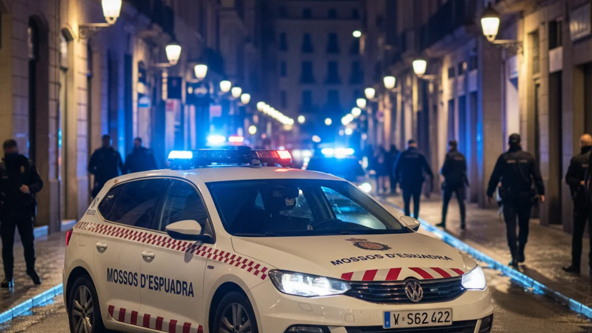 Generic image of a Mossos d'Esquadra police vehicle during a night operation.