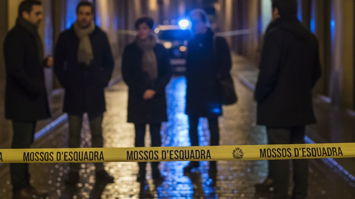 Generic image of a police cordon by the Mossos d'Esquadra on a street at night.