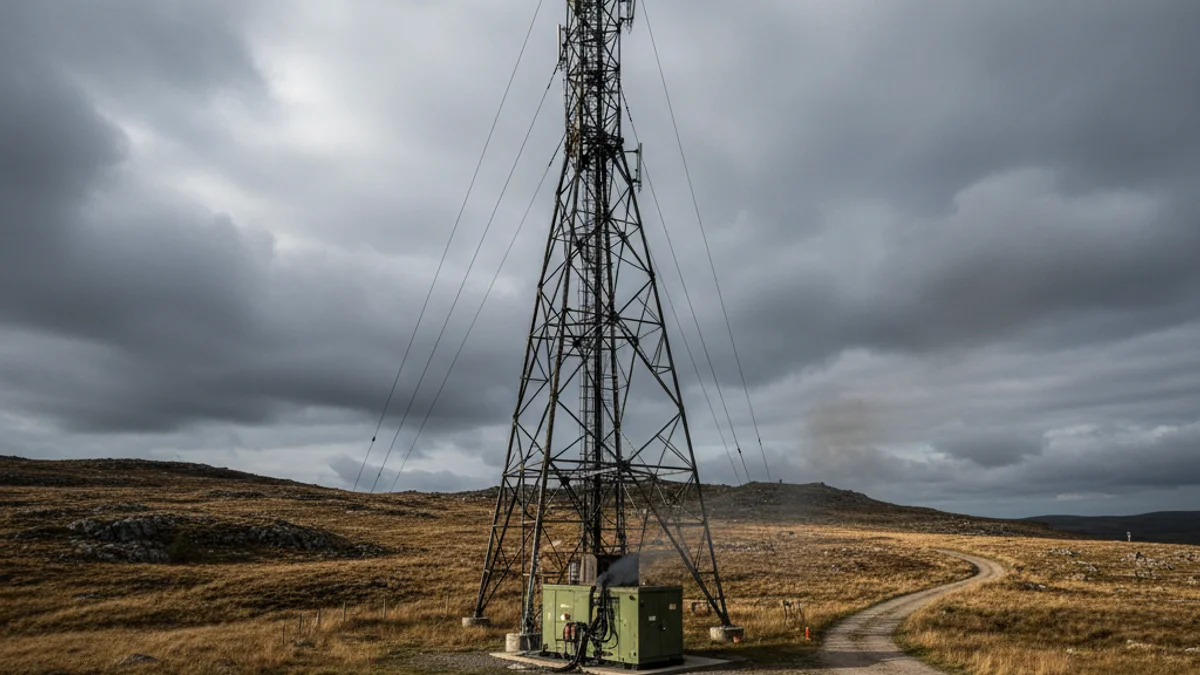 Imatge genèrica d'una antena de telecomunicacions en una zona rural.