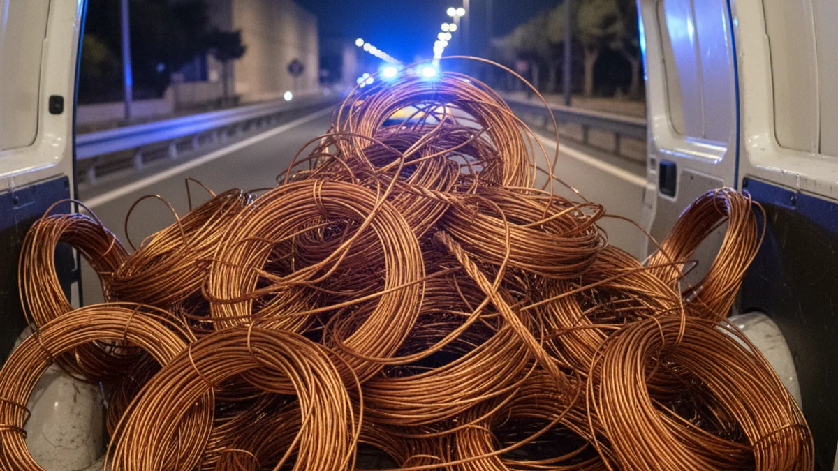 Imatge genèrica de cables de coure intervinguts en una operació policial.