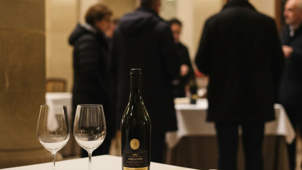 Imatge genèrica d'una sobretaula amb copes i un llibre en un restaurant elegant.