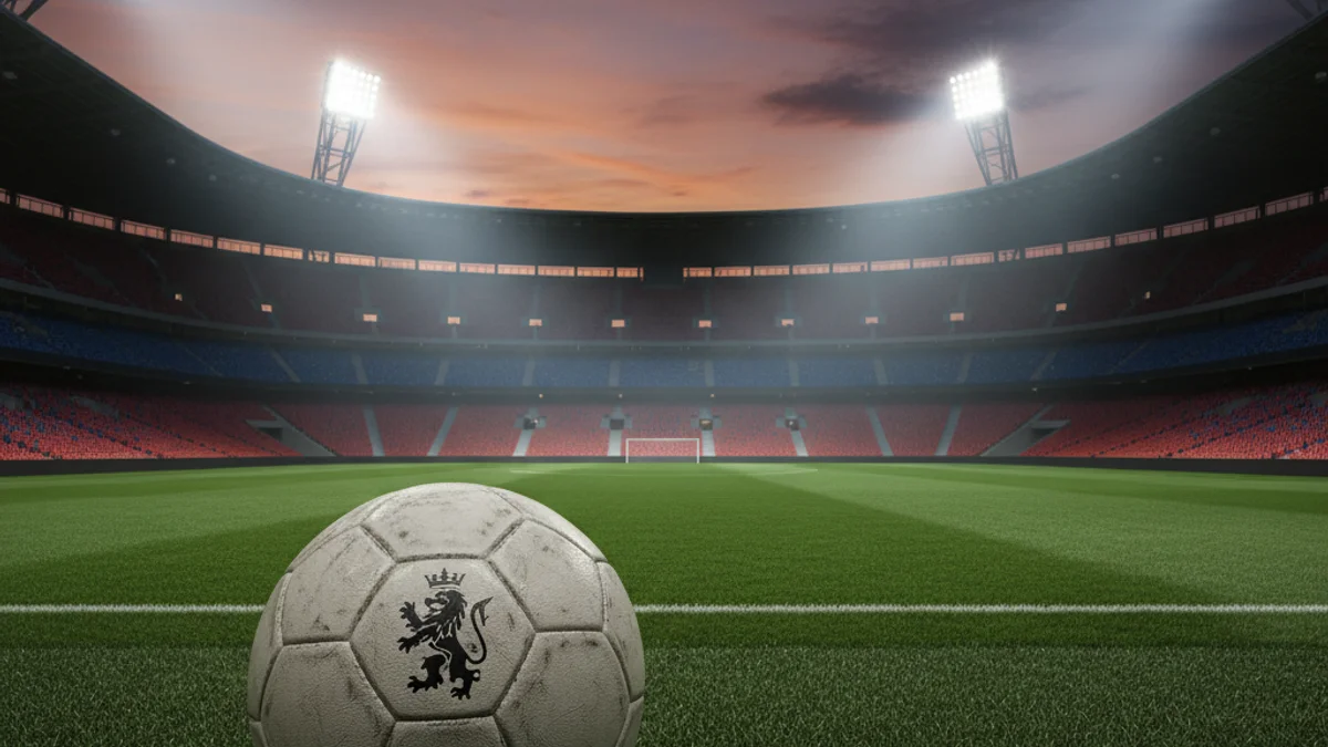 Generic image of a football stadium under floodlights before a decisive match.