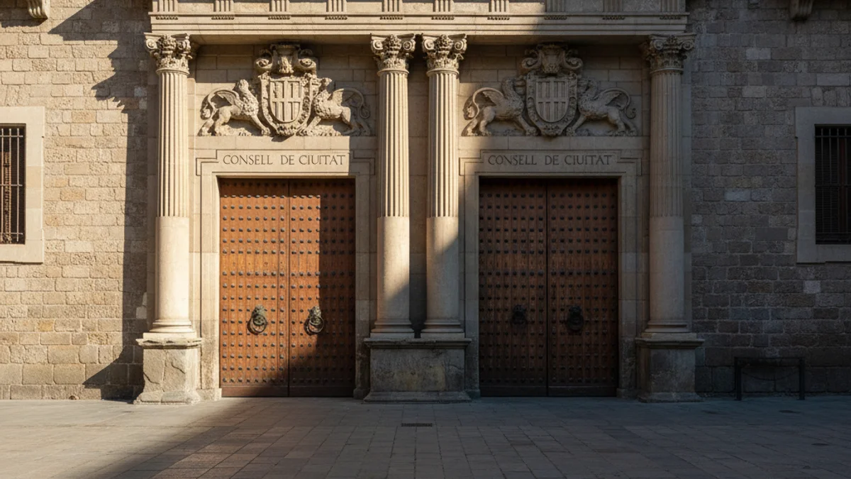 Imatge genèrica de la façana d'un ajuntament amb arquitectura institucional de pedra.
