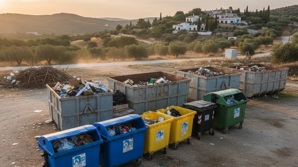 Generic image of recycling bins in a rural setting.