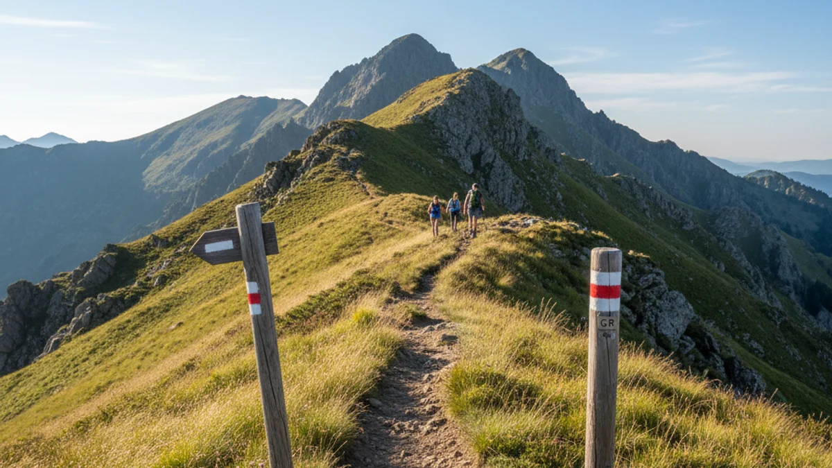 Generic image of a mountain ridge trail in the Pyrenees.
