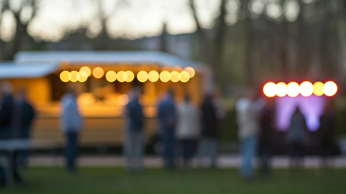 Imatge genèrica d'una celebració a l'aire lliure amb un food truck i música, en un entorn mediterrani.