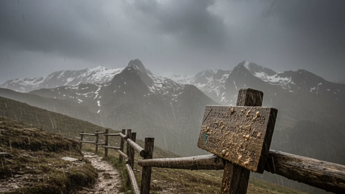 Imatge genèrica d'una tempesta de pluja amb fang a la muntanya.