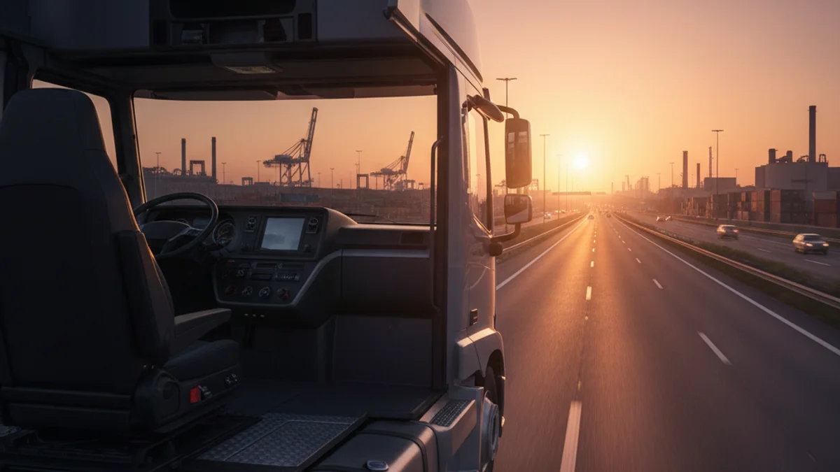 Imagen genérica de un camión de mercancías circulando por una carretera hacia un centro logístico.