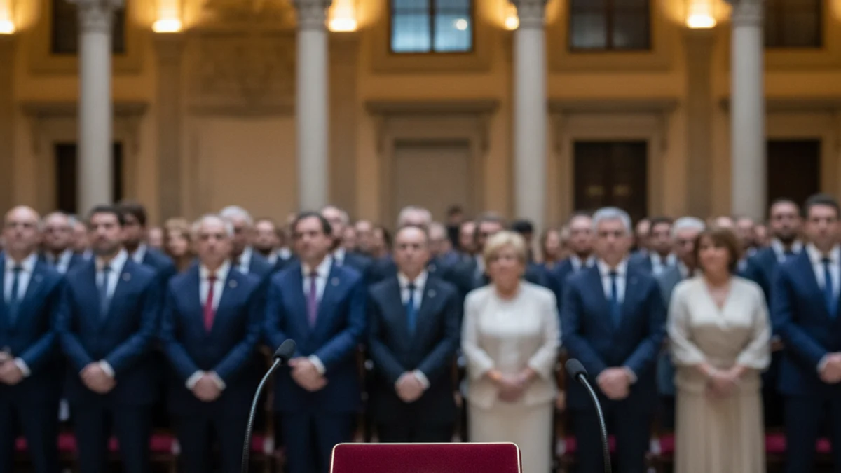 Imatge genèrica d'un guardó daurat durant una cerimònia d'entrega de premis en un edifici històric.