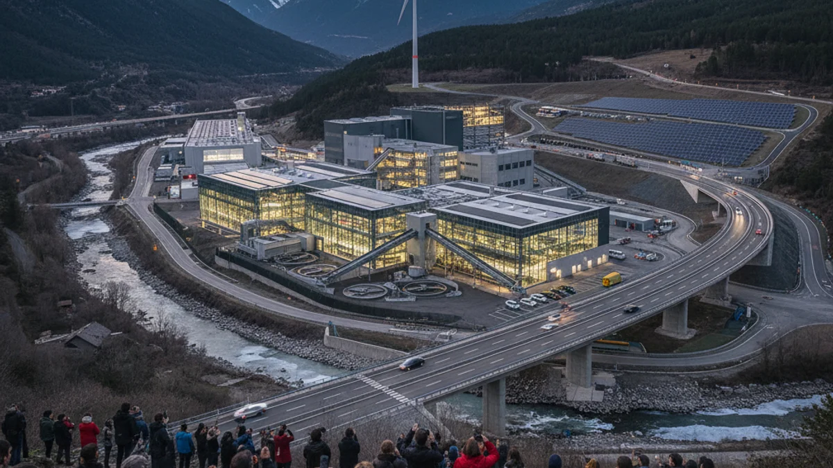 Imagen genérica de una planta de tratamiento de residuos situada en una zona de montaña.