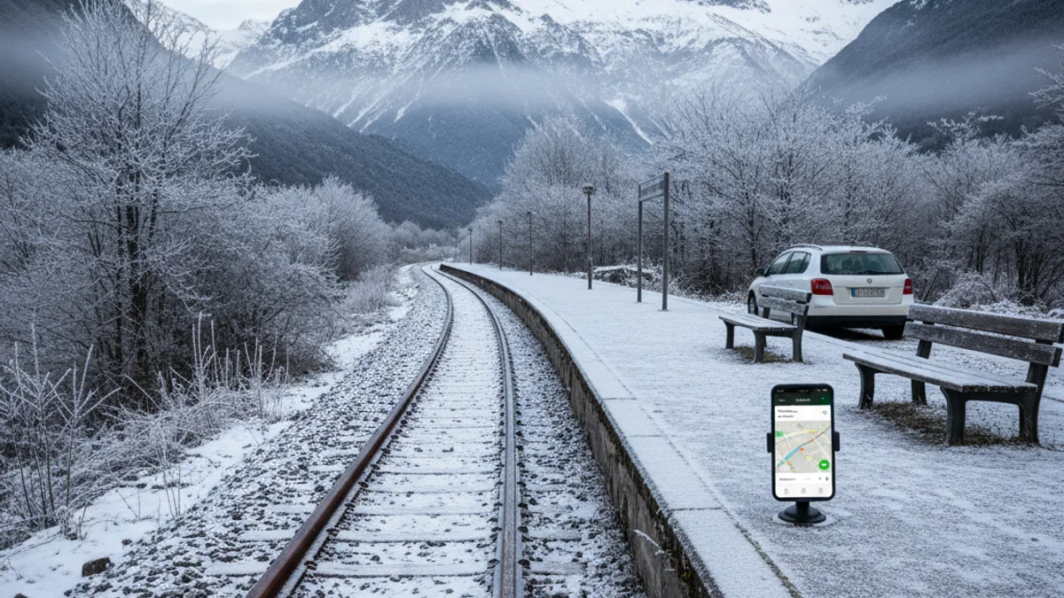 Imatge genèrica d'una estació de tren buida als Pirineus que simbolitza l'aïllament ferroviari.