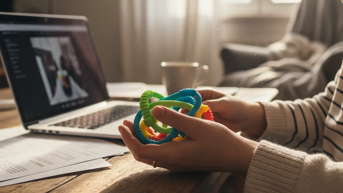 Generic image of a mother holding the hand of a child with functional diversity in a domestic setting.