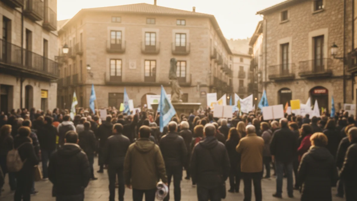 Imagen genérica de una concentración de protesta en una plaza pública.