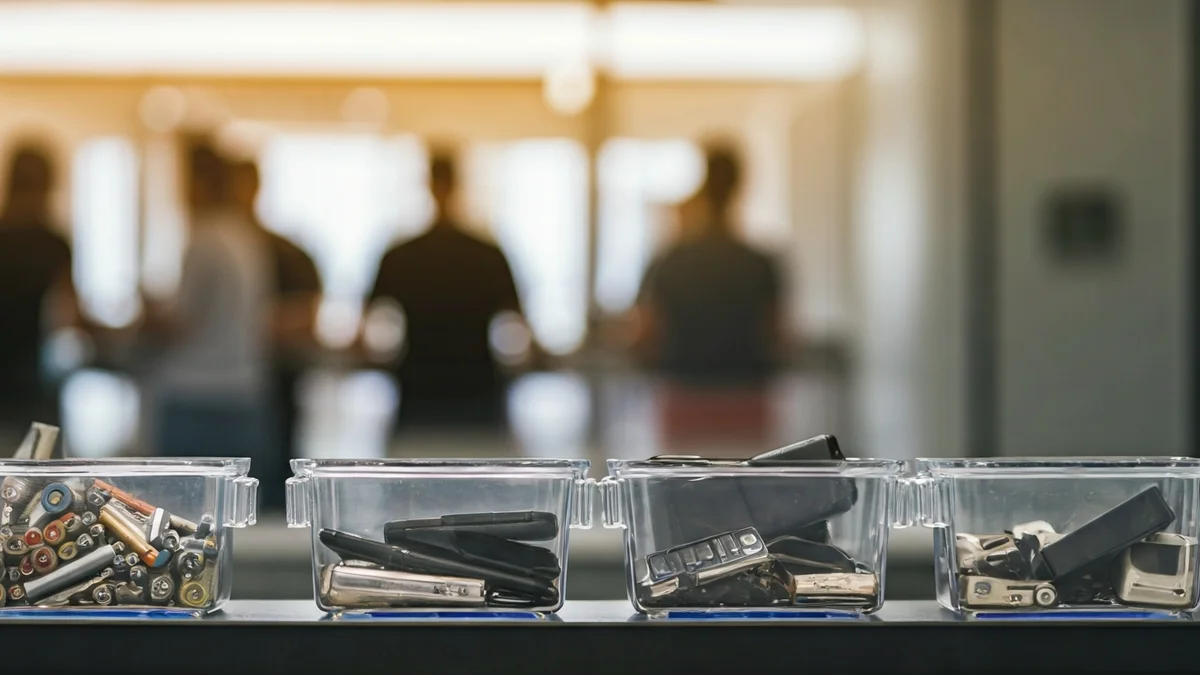 Generic image of small electronic waste and batteries sorted for recycling.