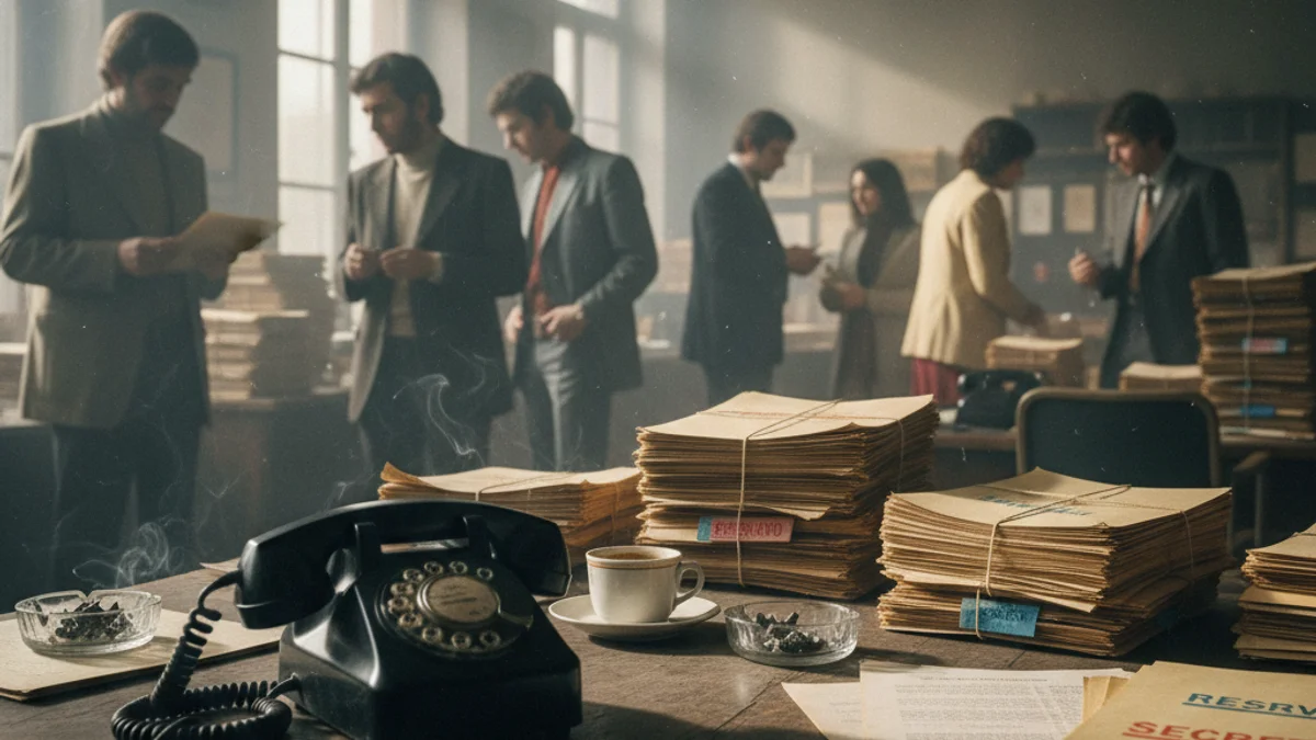 Generic image of old documents and a vintage telephone symbolizing the declassification of state secrets.