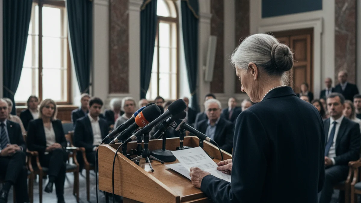 Imatge genèrica d'un faristol amb micròfons en una sala institucional.