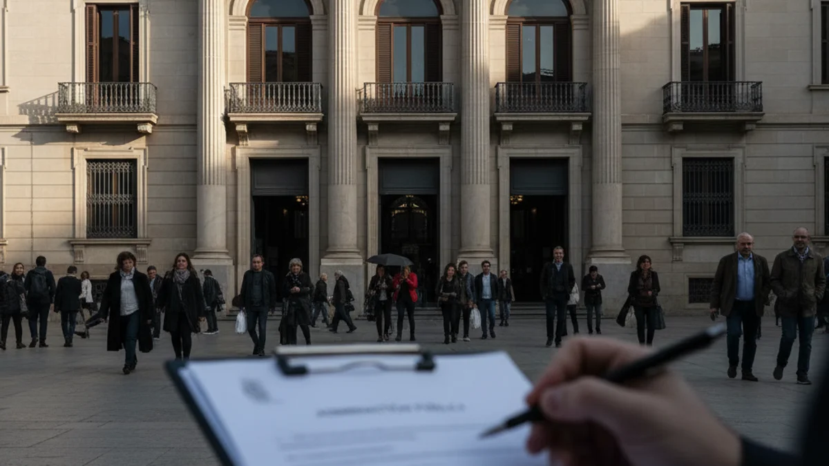 Generic image of an institutional building facade in Plaça Catalunya, Barcelona.