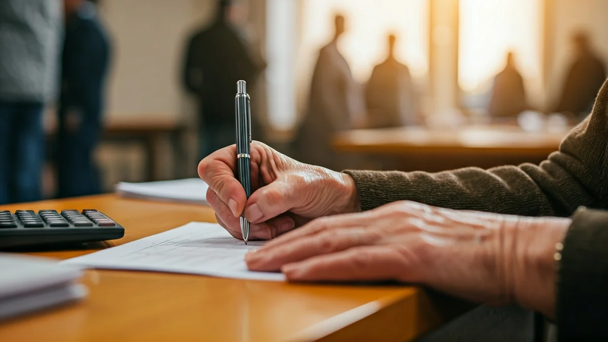Imagen genérica de unas manos de persona mayor rellenando un formulario