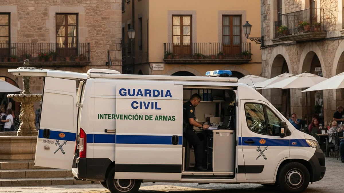 Imatge genèrica d'una unitat mòbil de la Guàrdia Civil per a la inspecció d'armes.