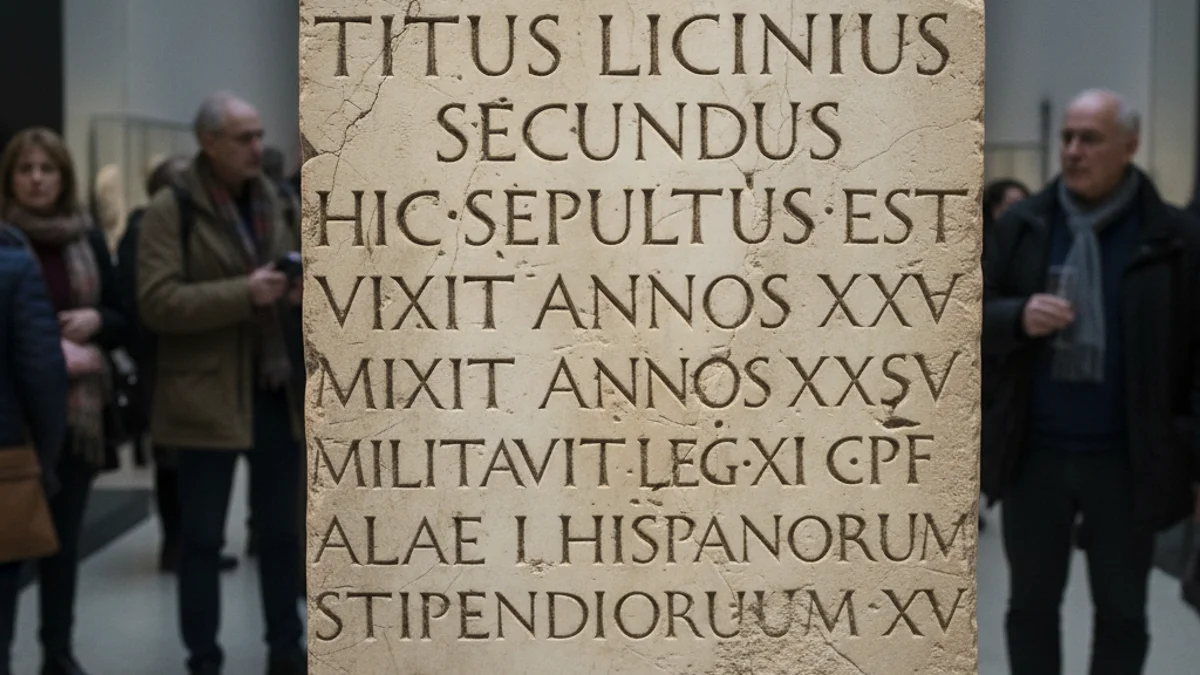 Imatge genèrica d'una làpida funerària romana de marbre amb inscripcions en llatí.