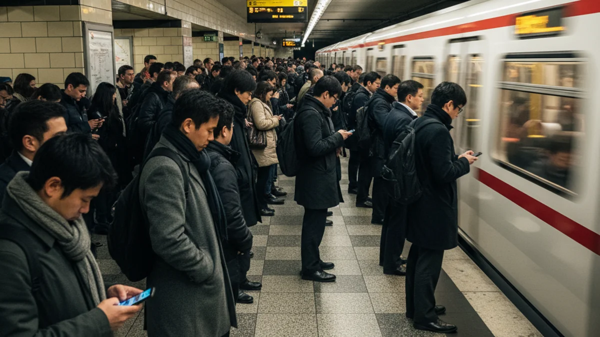 Imatge genèrica d'una andana de metro plena de passatgers durant l'hora punta del matí.