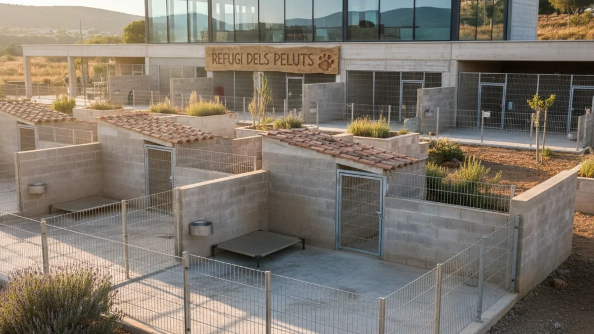 Generic image of an animal shelter facility with sunny outdoor patios.