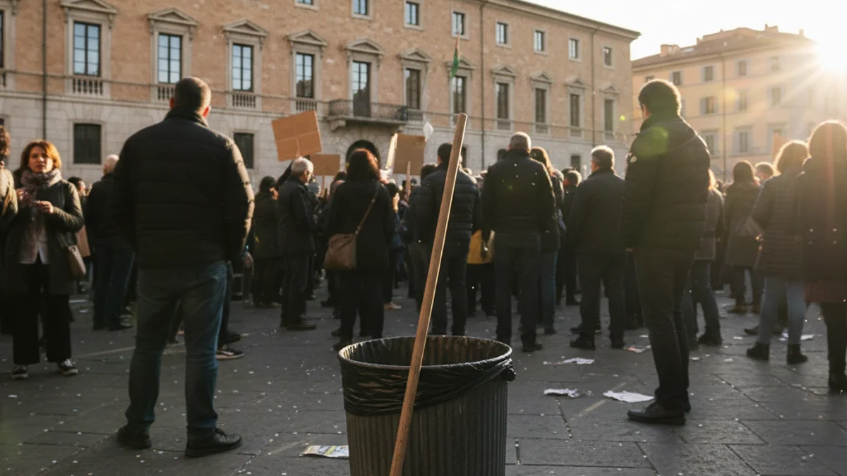 Imatge genèrica d'una concentració de treballadors davant d'un edifici municipal.