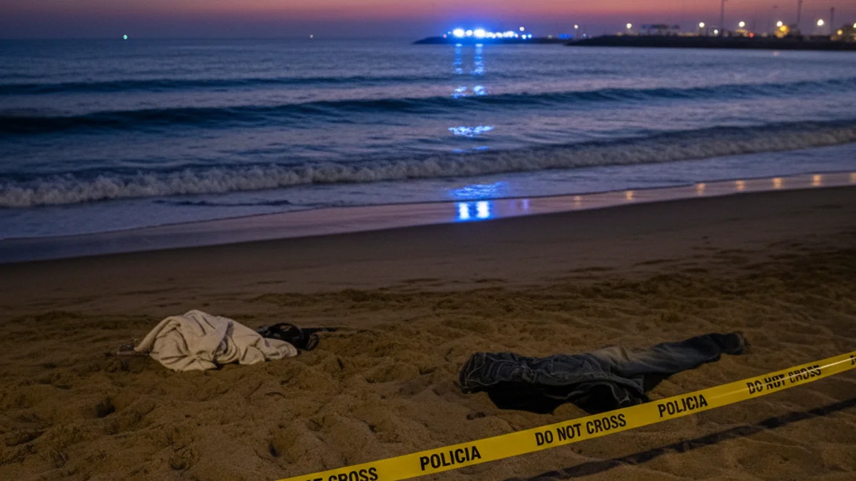 Generic image of the Barcelona coastline with blurred emergency lights in the background.