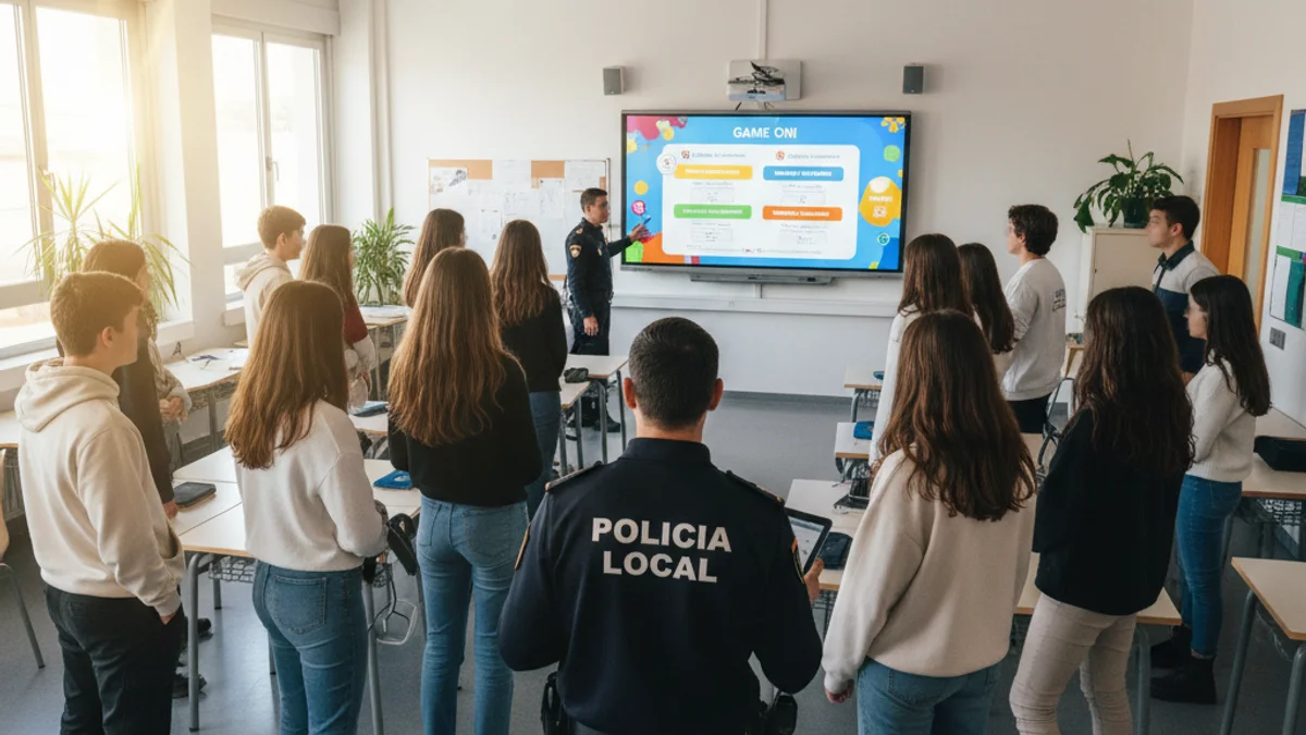 Imatge genèrica d'una sessió formativa de la Policia Local en un institut.