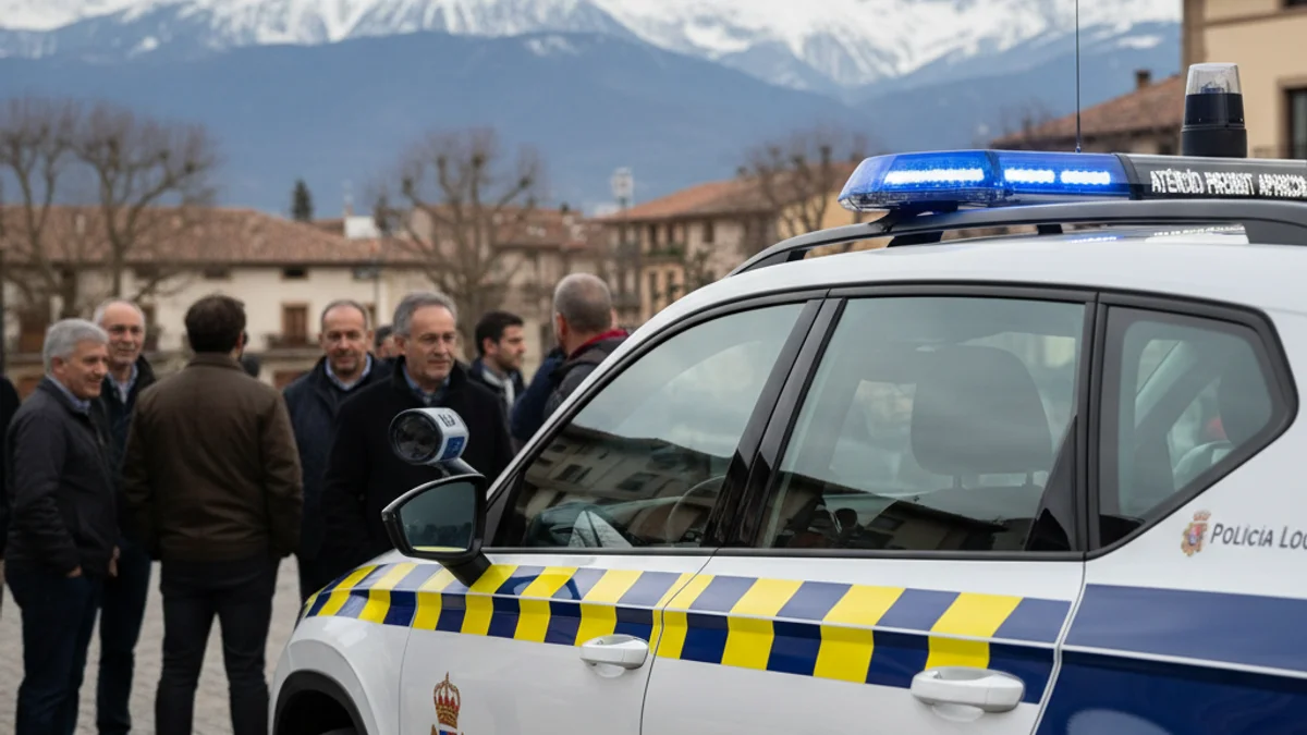 Imagen genérica de un vehículo de la Policía Local con mampara de seguridad y panel informativo superior.