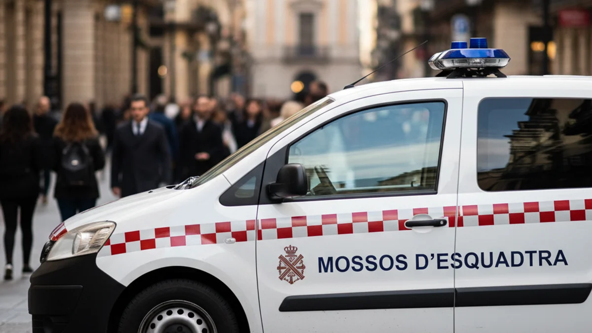 Generic image of a Mossos d'Esquadra police vehicle patrolling an urban area.