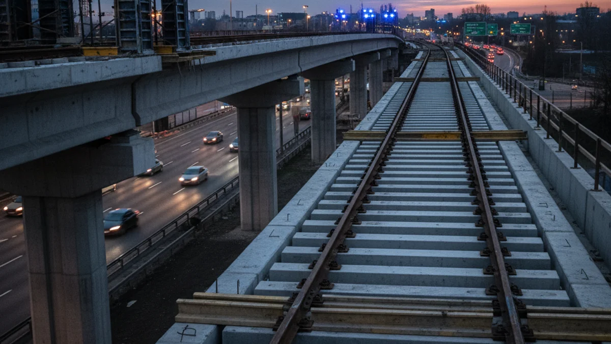 Generic image of the construction works of a bridge for a future tramway.