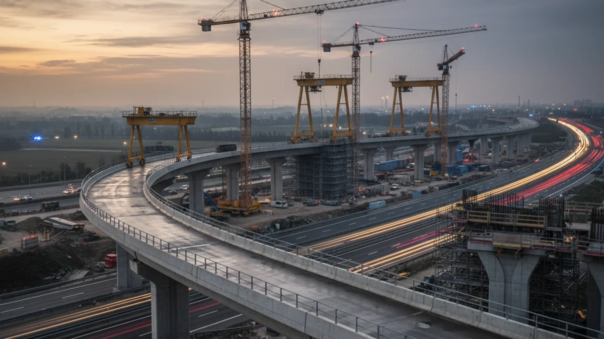 Imagen genérica de las obras de construcción de un viaducto para el futuro tranvía.