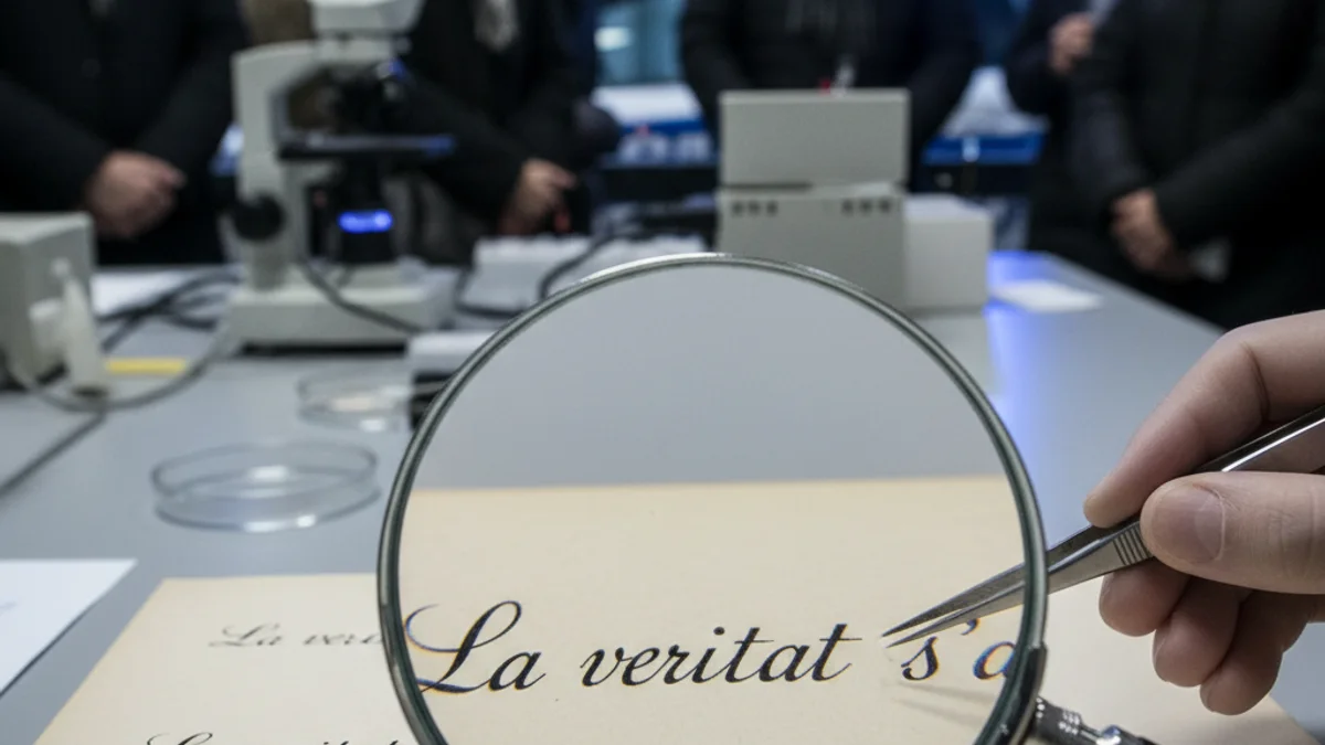 Imatge genèrica d'una pericial cal·ligràfica amb una lupa sobre un document manuscrit.