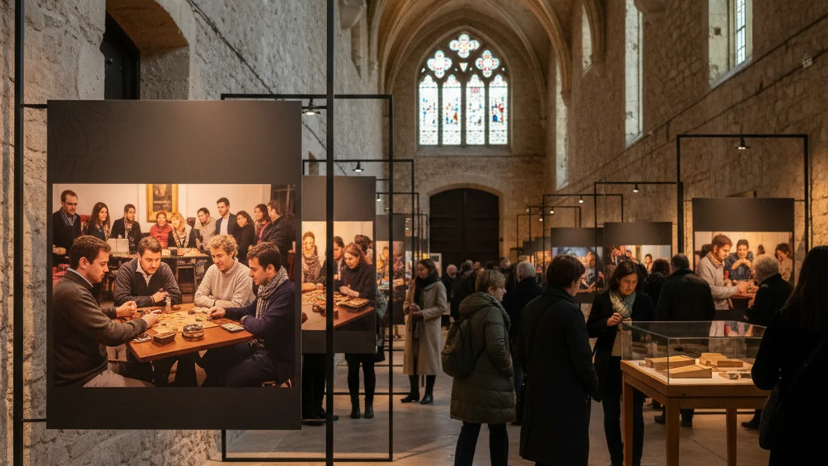 Generic image of a cultural exhibition with information panels in a historic building.